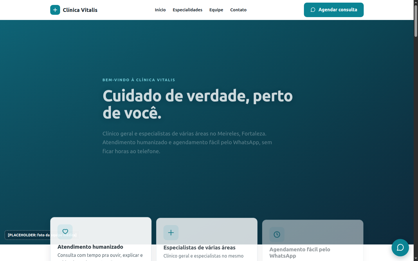 Print do site Clínica Vitalis