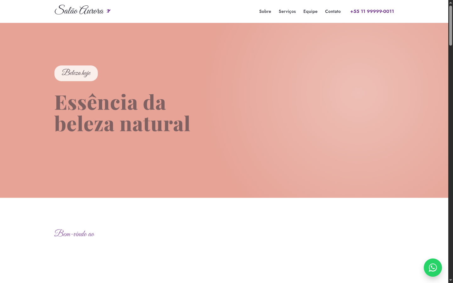 Print do site Salão Aurora